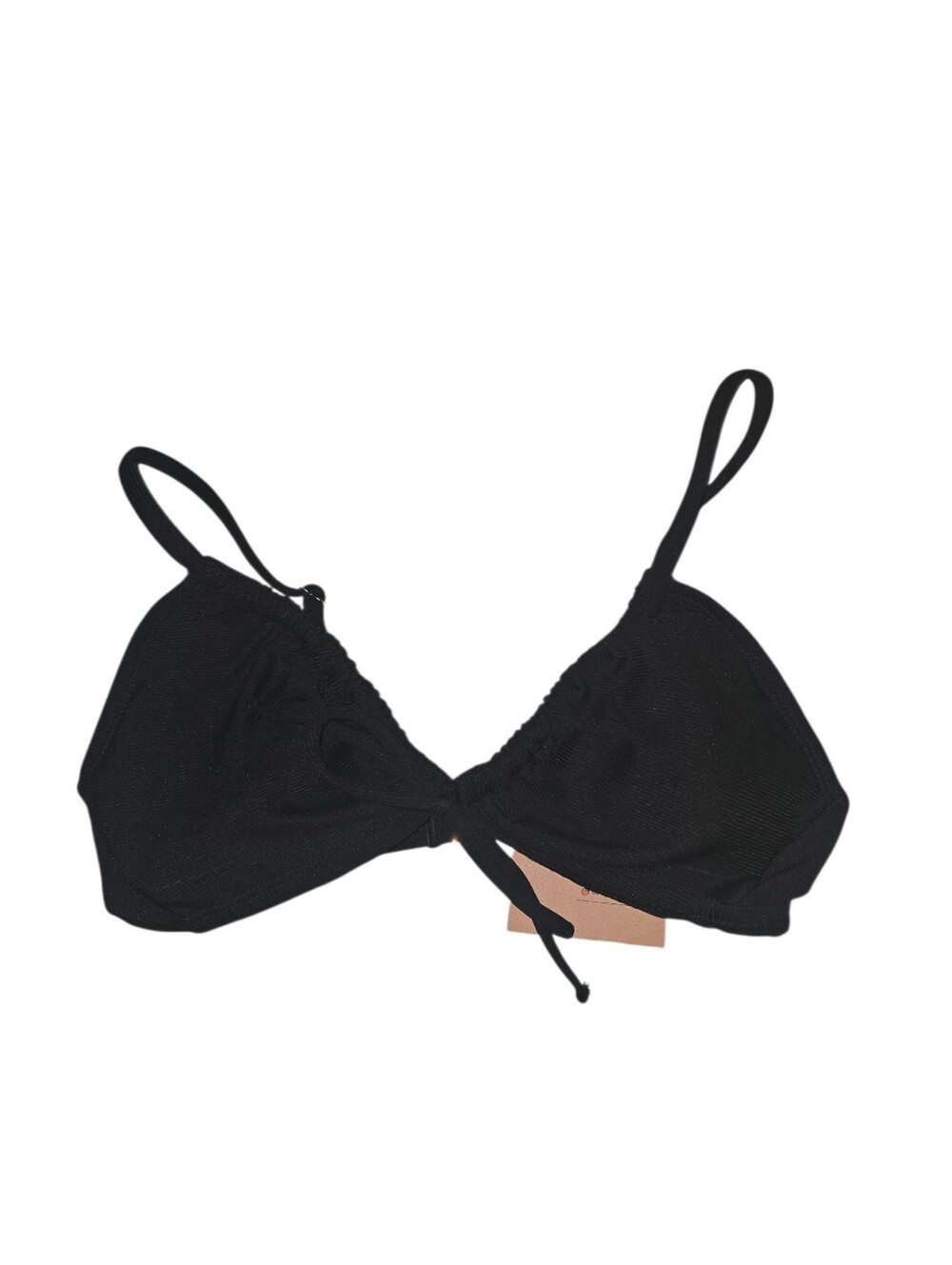 Womens Shade And Shore Black Triangle Bikini Top with Tie Front, XS, NWT!!